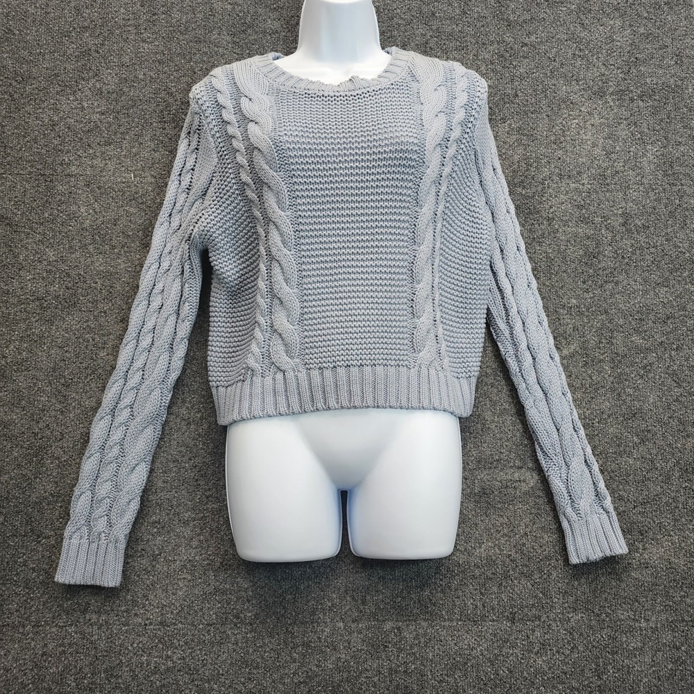 NWT BRIT.NY Womens Cotton Cable Knit Crewneck Preppy Coastal Fall Soft Sweater M
